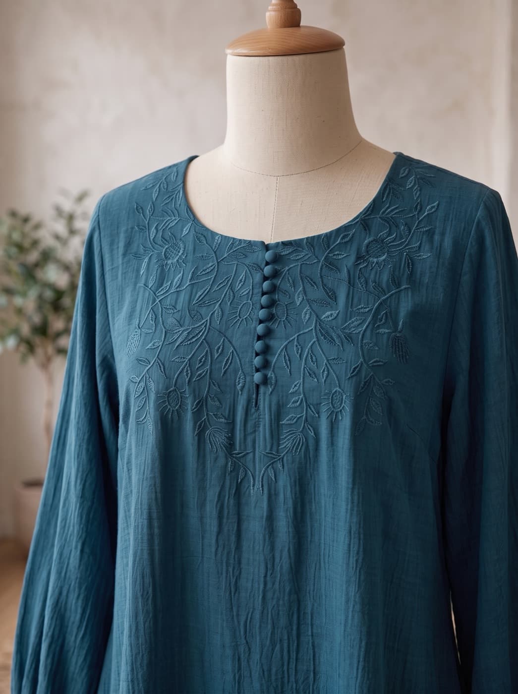 Teal Embroidered Kurti 3