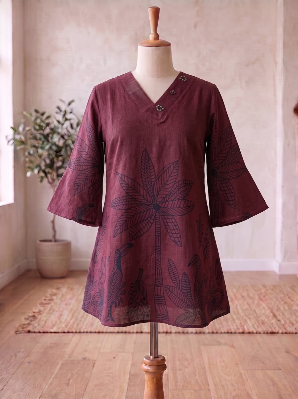 Maroon Palm Kurti